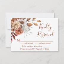 Herfst bloemboeket verjaardagsreactie RSVP kaart
