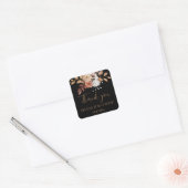 Herfst Bloemboeket Zwarte Favor Vierkante Sticker (Envelop)
