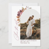 Herfst Bloemboog Foto QR Code Trouwen Save The Date (Voorkant)