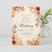 Herfst Bloemboog Romance bruiloft Kaart (Staand voorkant)