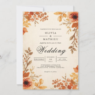 Herfst Bloemboog Romance bruiloft Kaart