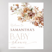 Herfst Bloembruin Neutraal baby shower Welkom Poster (Voorkant)