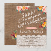 Herfst bloemen 65e Surprise Birthday Party Invites Kaart (Voorkant / Achterkant)