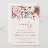 Herfst Bloemen 90ste Verjaardagsuitnodiging Kaart (Voorkant)