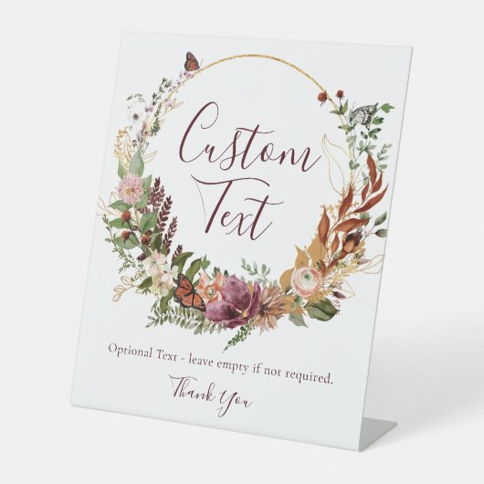 Herfst Bloemen Aangepaste tekst voetstuk teken Reclamebord Met Voetstuk (Voorkant)
