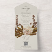 Herfst Bloemen Aardse Tonen Waterverf Herfstbruilo All In One Uitnodiging (Binnen)