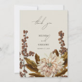 Herfst Bloemen Aardse Tonen Waterverf Herfstbruilo Bedankkaart (Voorkant)