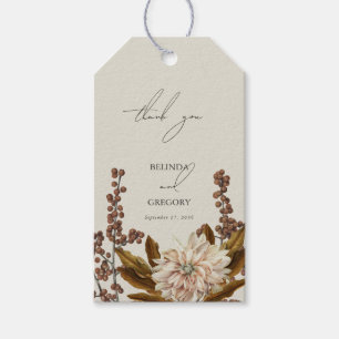 Herfst Bloemen Aardse Tonen Waterverf Herfstbruilo Cadeaulabel