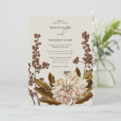 Herfst Bloemen Aardse Tonen Waterverf Herfstbruilo Kaart (Staand voorkant)