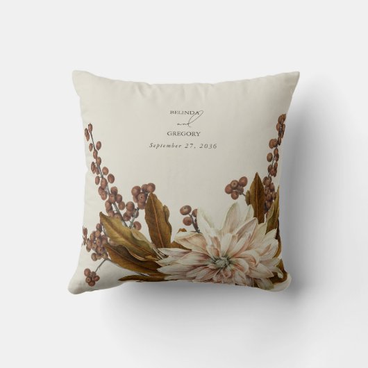 Herfst Bloemen Aardse Tonen Waterverf Herfstbruilo Kussen (Achterkant)