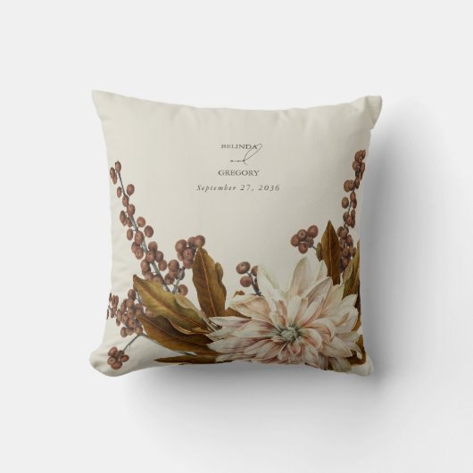 Herfst Bloemen Aardse Tonen Waterverf Herfstbruilo Kussen (Voorkant)