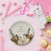 Herfst Bloemen Aardse Tonen Waterverf Herfstbruilo Papieren Bordje (Feest)