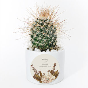 Herfst Bloemen Aardse Tonen Waterverf Herfstbruilo Ronde Sticker