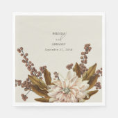 Herfst Bloemen Aardse Tonen Waterverf Herfstbruilo Servet (Voorkant)