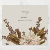 Herfst Bloemen Aardse Tonen Waterverf Herfstbruilo Sparkling Wijnetiket (Enkel label)