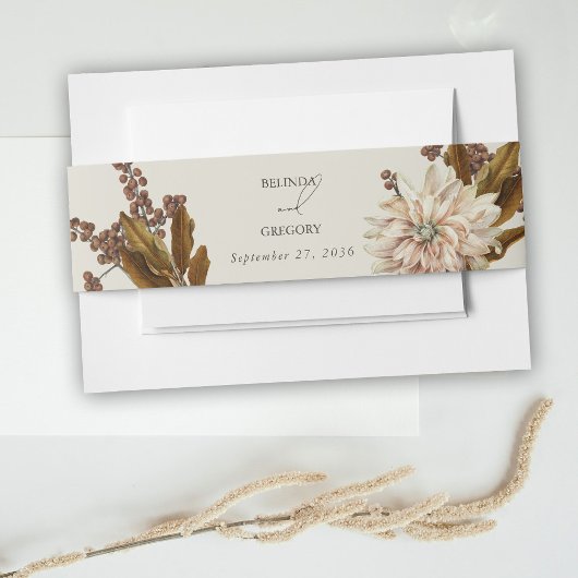 Herfst Bloemen Aardse Tonen Waterverf Herfstbruilo Uitnodigingen Wikkel