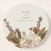 Herfst Bloemen Aardse Tonen Waterverf Herfstbruilo Zandsteen Onderzetter (Voorkant)