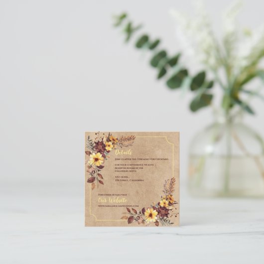 Herfst Bloemen & Accommodatie Info Herfstbruiloft Informatiekaartje (Staand voorkant)