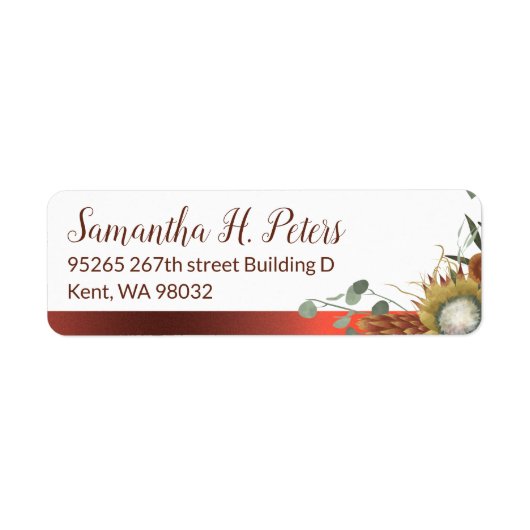 Herfst bloemen Adres Etiket (Voorkant)