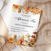 Herfst Bloemen Afternoon Tea Verjaardagsfeest Kaart