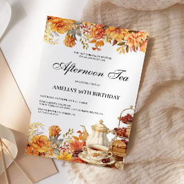 Herfst Bloemen Afternoon Tea Verjaardagsfeest Kaart