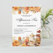 Herfst Bloemen Afternoon Tea Verjaardagsfeest Kaart (Staand voorkant)