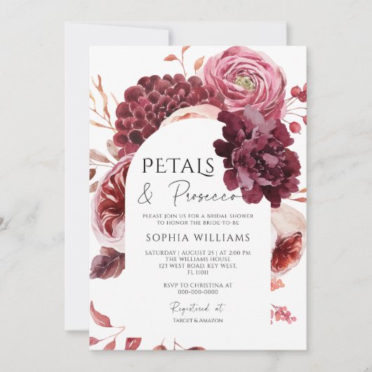 Herfst Bloemen Arch Petals & Prosecco Vrijgezellen Kaart (Voorkant)