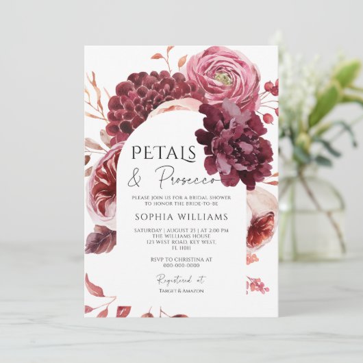 Herfst Bloemen Arch Petals & Prosecco Vrijgezellen Kaart (Staand voorkant)