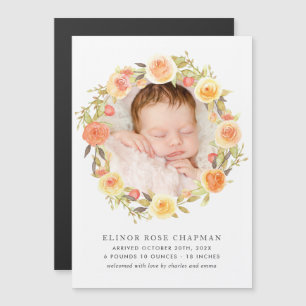 Herfst Bloemen Baby Magnetische Geboorte Aankondig Uitnodiging