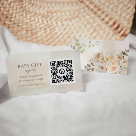 Herfst Bloemen Baby shower Gift Registry QR Code Informatiekaartje