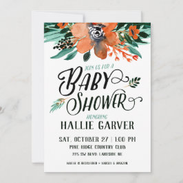 Herfst Bloemen Baby shower Uitnodiging