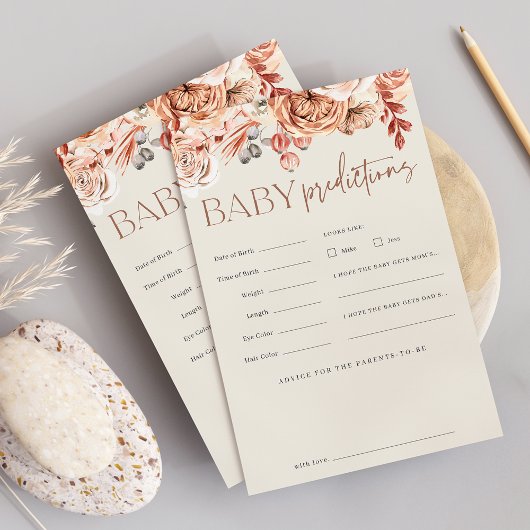 Herfst Bloemen Baby shower Voorspellingen Game She Flyer