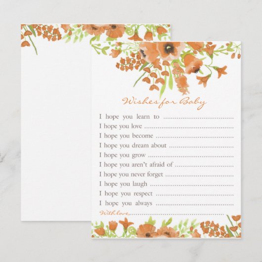 Herfst Bloemen Baby shower Wensen voor Baby Uitnodiging Briefkaart (Voorkant / Achterkant)