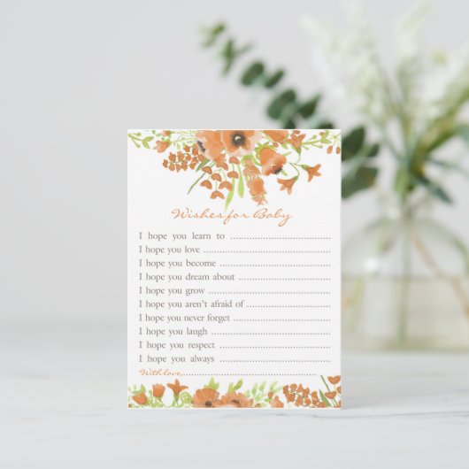 Herfst Bloemen Baby shower Wensen voor Baby Uitnodiging Briefkaart (Staand voorkant)