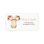 Herfst Bloemen Babykleding Baby shower Adres Etiket (Voorkant)