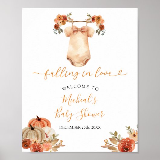 Herfst Bloemen Babykleding Baby shower Welkom Poster (Voorkant)