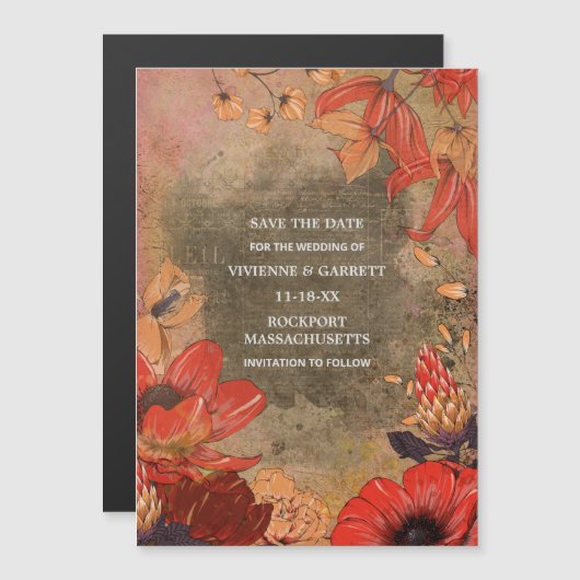  Herfst Bloemen Bewaar de datum Magnetische Kaart (Voorkant / Achterkant)