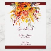 Herfst Bloemen Bladgroen Bruiloft Wijn Etiketten (Enkel label)