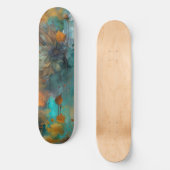 Herfst Bloemen Blauwgroen Rust Goud Abstract Persoonlijk Skateboard (Voorkant)