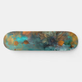 Herfst Bloemen Blauwgroen Rust Goud Abstract Persoonlijk Skateboard (Horizontaal)
