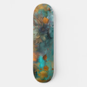 Herfst Bloemen Blauwgroen Rust Goud Abstract Persoonlijk Skateboard (Voorkant)