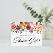 Herfst Bloemen Bloeien Zal Jij Mijn Bloemenmeisje  Uitnodiging Briefkaart (Staand voorkant)