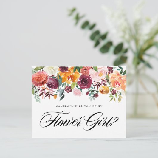 Herfst Bloemen Bloeien Zal Jij Mijn Bloemenmeisje  Uitnodiging Briefkaart (Staand voorkant)