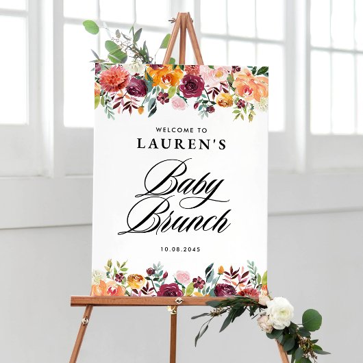 Herfst Bloemen Bloemen Bloemen Baby Brunch Welkom Poster