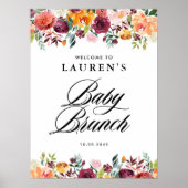 Herfst Bloemen Bloemen Bloemen Baby Brunch Welkom Poster (Voorkant)