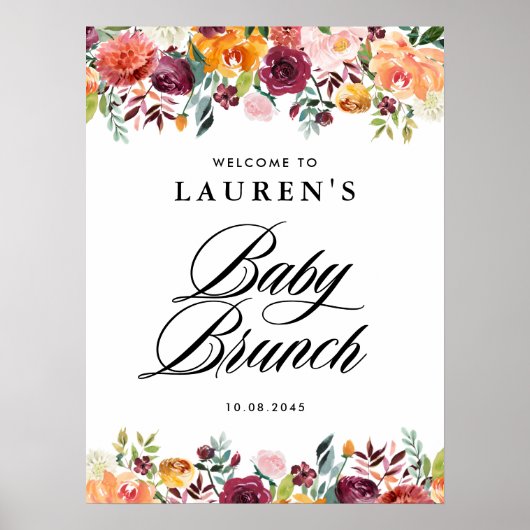 Herfst Bloemen Bloemen Bloemen Baby Brunch Welkom Poster (Voorkant)