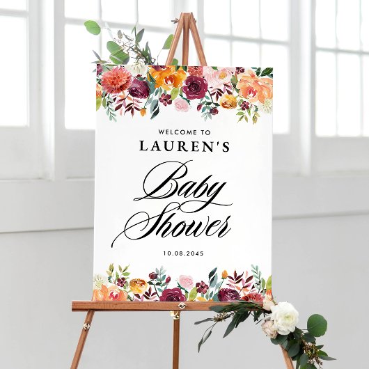 Herfst Bloemen Bloemen Bloemen Baby shower Welkom Poster