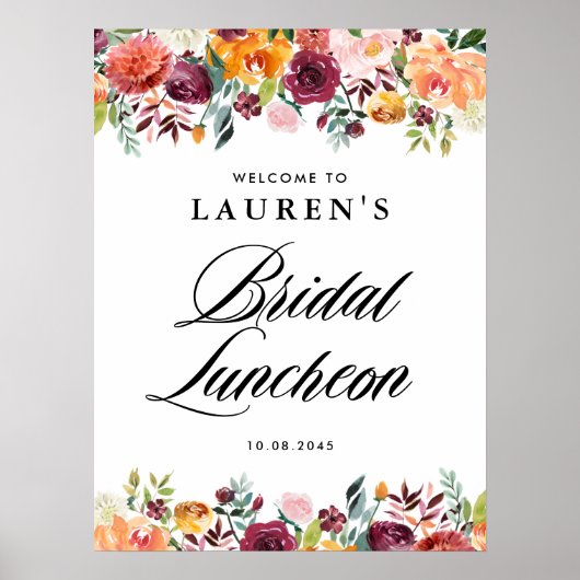 Herfst Bloemen Bloemen Bloemen Bruids Luncheon Wel Poster (Voorkant)