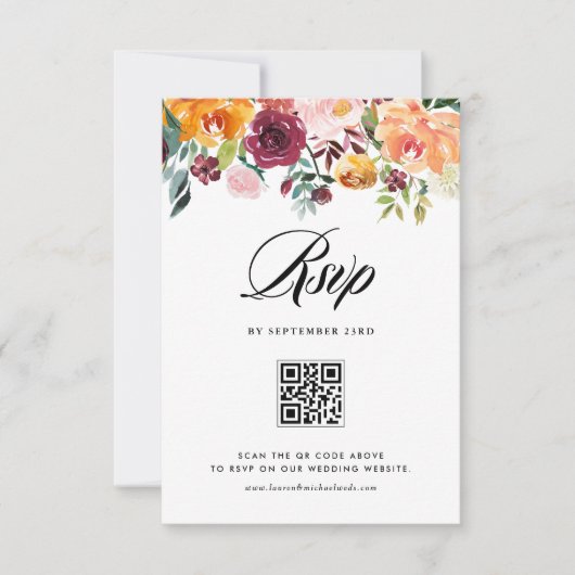 Herfst Bloemen Bloemen Bloemen Garland Fall Weddin RSVP Kaartje (Voorkant)