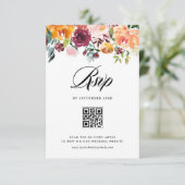 Herfst Bloemen Bloemen Bloemen Garland Fall Weddin RSVP Kaartje (Staand voorkant)